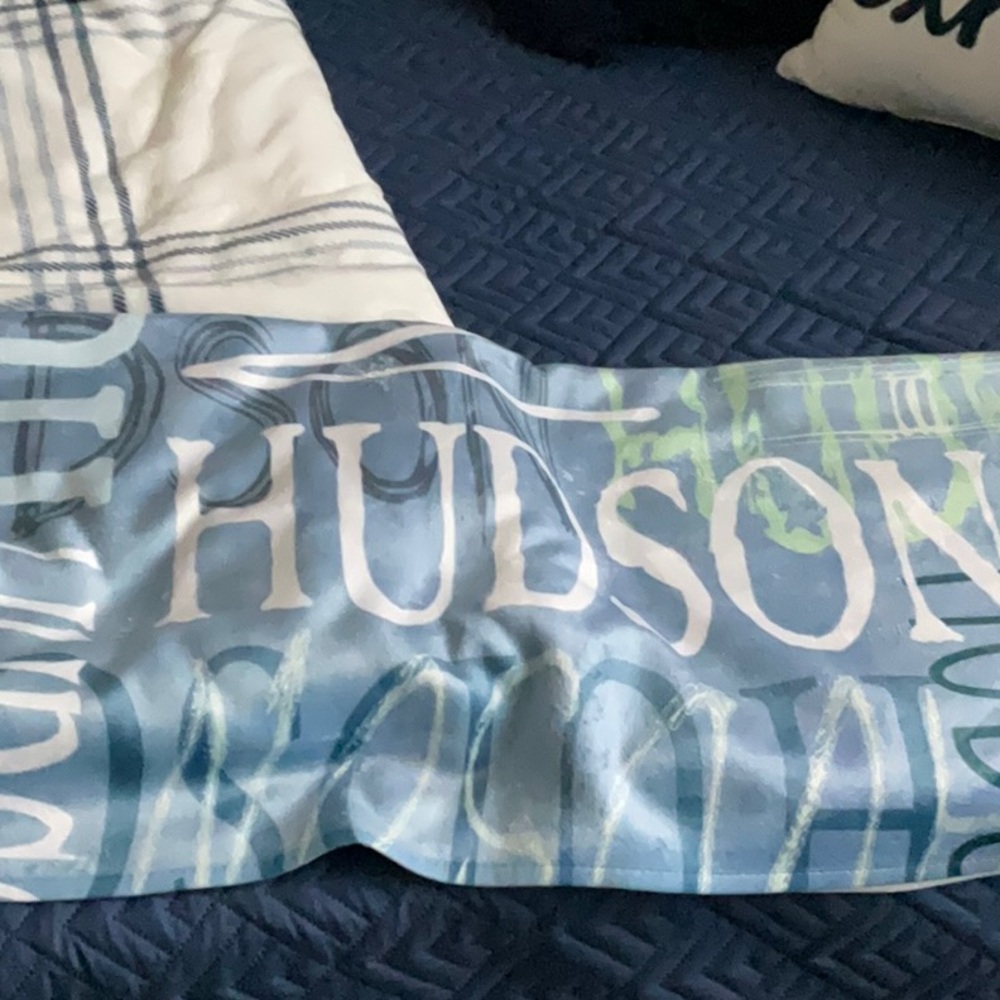 Blue and Green HUDSON Personalized Beach Towel - Picture 2 of 2